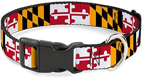 Colar de clipe de plástico de fivela - bandeiras de Maryland - 1/2 de largura - se encaixa no pescoço de 8-12 - médio