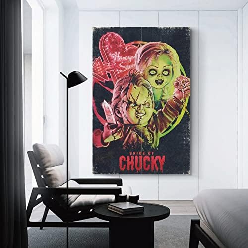 Saturey Classic Horror Movie Bride of Chucky Pôster Pôstres de caneta Decoração de arte de parede Decoração de moldura em casa Posters
