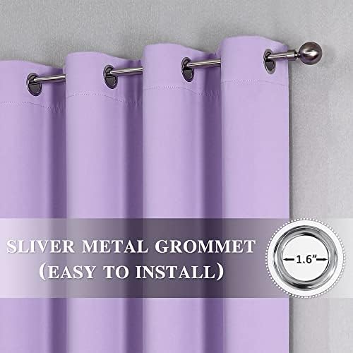 Cortinas roxas de ilhó Light Blackout 84 polegadas de comprimento para crianças quarto 2 painéis cortinas de janela bloqueando cortinas de lavanda térmica escurecida para a sala de estar meninos decoração de meninos 52 x 84 LILAC