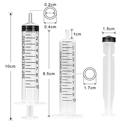 40 Pacote 10ml/CC Seringa de plástico individualmente selada com medição para laboratórios científicos, medindo líquidos, alimentação de animais de estimação, reabastecimento, óleo ou aplicador de cola