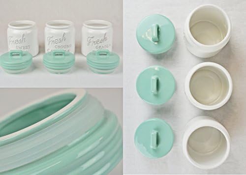 Cerâmica de coleção de acessórios de cozinha DII, conjunto de recipientes de jarro, aqua, 3