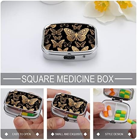 Dispensador de pílula Caixa de comprimido portátil de Butterfly Butterfly Case de comprimidos de metal para pílulas/vitamina/suplementos/óleo