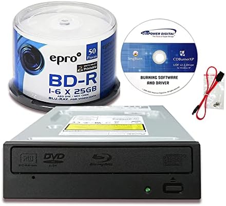 VinPower Pioneer Digital BDR-212V 16X Blu-ray DVD CD Pacote de acionamento de queimador interno com 6x 25 GB AZO LTH BD-R 50 discos