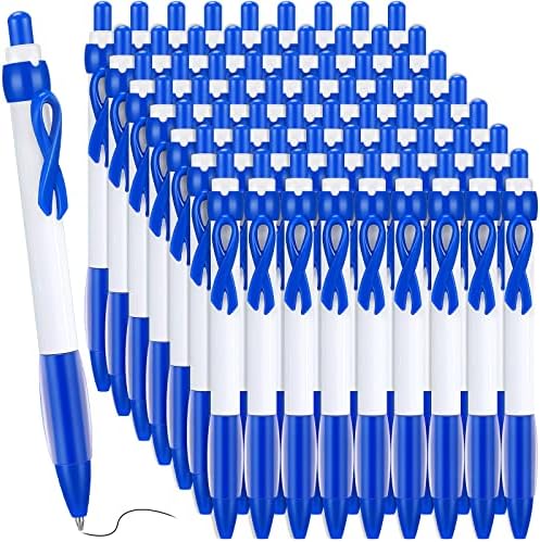 100 PCs Azul Consciência Pen de fita de 1,0 mm Mensagem de abuso infantil Câncer de cólon Câncer de fita retrátil