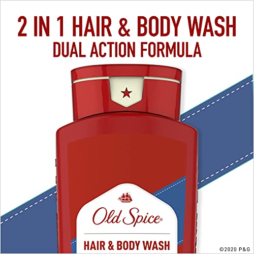 Spice Old Spice High resistência cabelos + lavagem do corpo para homens, perfume crocante, 18 fl oz