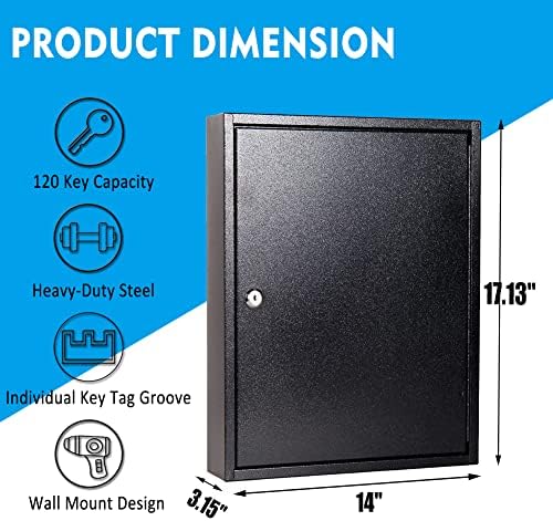 Montagem da parede da caixa Umeken Caixa de parede 120 Caixa de trava de chave de teclado de metal com etiquetas de chave,