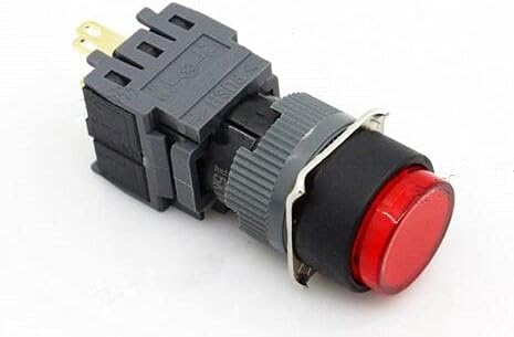 Switch de 16 mm Indicador redondo automático 5A 220VAC DPDT F16-212 DIP TOP RED COR E ORIGINAL -