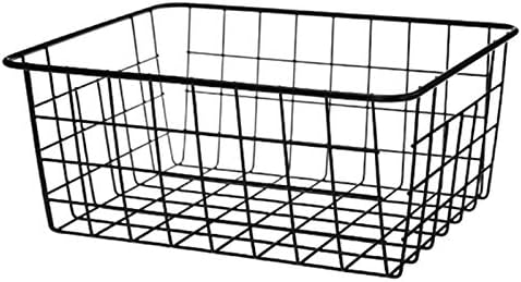 Yollo Hollow Iron Wired Basket, cesto de metal de cestas de armazenamento sem interlinar o organizador da cozinha do banheiro preto