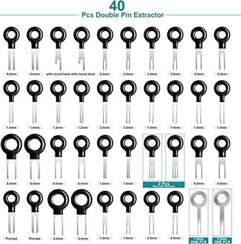 Menkey 77pcs Remoção Terminal Terminal Terminal Ejetor Kit Ferramenta de extrator, ferramenta de remoção de pinos de conector elétrico para conector do terminal do carro