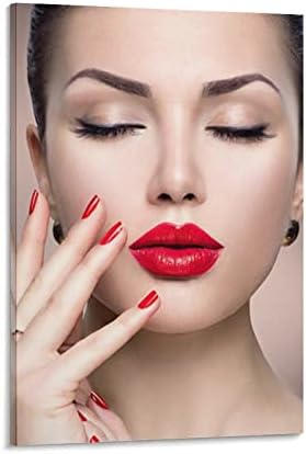 Beleza salão de beleza salão de beleza Red Lips Woman Flower Flower Poster Makeup Poster Posters Impressões Impressões