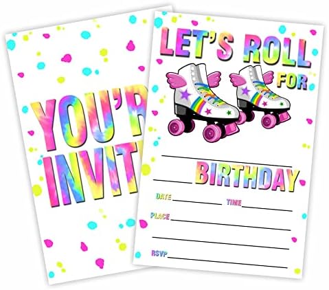Let's Roll convites de aniversário, convidados para festa de aniversário de confete （20 contagem) com envelopes, preencha