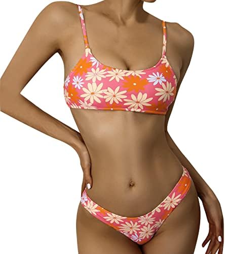 Tire -maiô de biquíni de calcinha para mulheres recortes de halter cross cross cross floral estampado na praia de