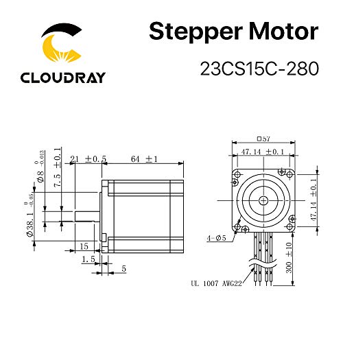 Cloudray NEMA 23 CNC Motor de passo 23cs15c-280 1,8 grau 2.8a 1.5n.m Corpo 64mm para máquina CNC DIY