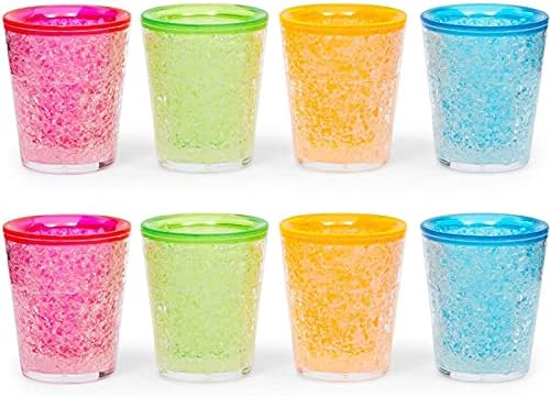 Esparpar e bash copos de tiro de plástico, conjunto de vidro de gel de gel de congelador colorido