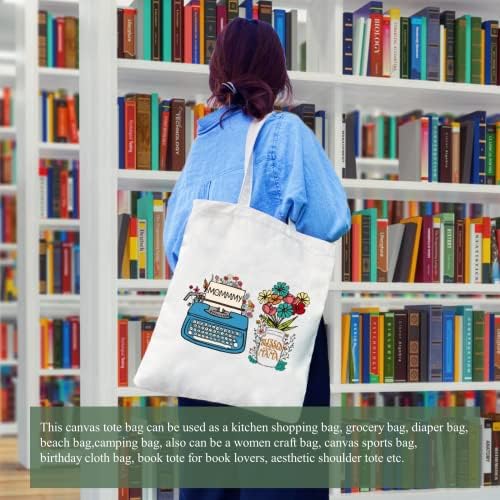 Andeiltech Canvas Bag Tote para mulheres estéticas Butterfly Flowertote Bag Book ombro Bolsas de Mercearia Reutilizável