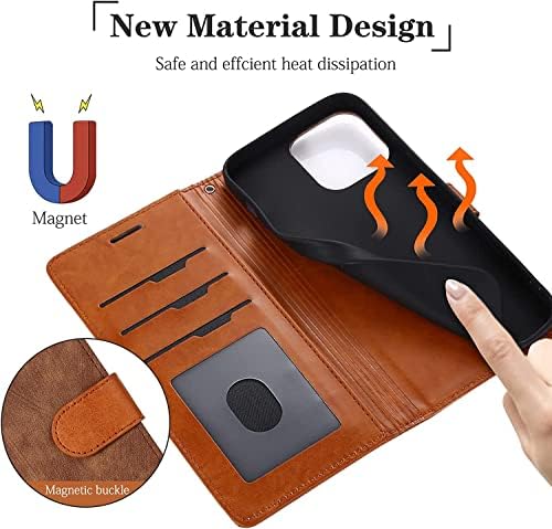 Caixa da carteira WSCEBCK para iPhone 14/14 Plus/14 Pro/14 Pro Max, Premium Leather Kickstand Card Slots Flip Cellone