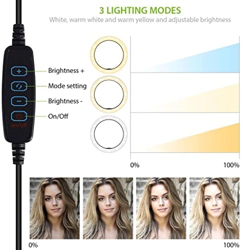 Bright Selfie Ring Tri-Color Light Compatível com seu Blu Studio XL 10 polegadas com remoto para transmissão ao vivo/maquiagem/youtube/tiktok/vídeo/filmagem
