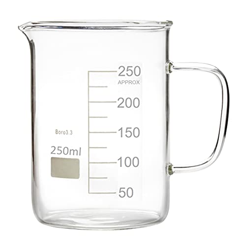 Labnique Glass Beaker com alça, caneca de copo com bico de vazamento, 250 ml, pacote de 2