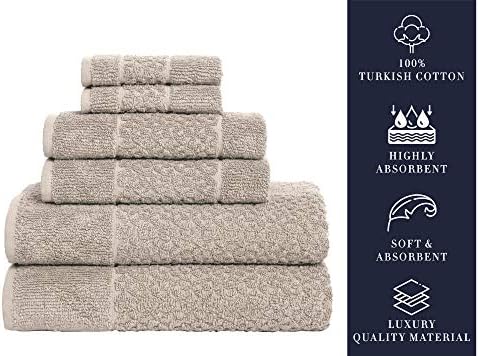 Toalhas turcas clássicas - toalhas de banho de luxo de 6 peças Conjunto para banheiro - algodão, textura macia e banho super absorvente,