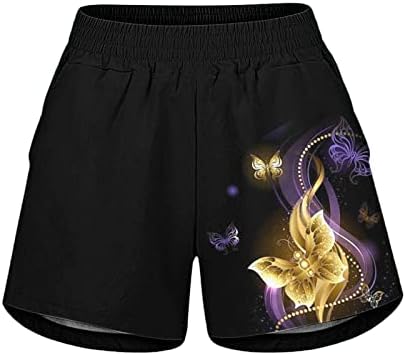 2023 shorts de verão femininos casuais cintura elástica confortável largura boho shorts listras estampas de estampa fluida de verão