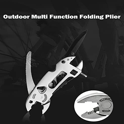 Multi -Função dobragem de 3 em 1 faca de bolso, chave inglesa, cortador de arame Multitool Ajustável Chaveleira dobrável Ferramenta de aço inoxidável para externo, sobrevivência, acampamento