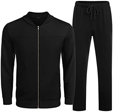 Coofandy Men's Athletic Tracksuit Casual Full Zip Suors Sweats de 2 peças de trajes de corrida para corrida, fitness,