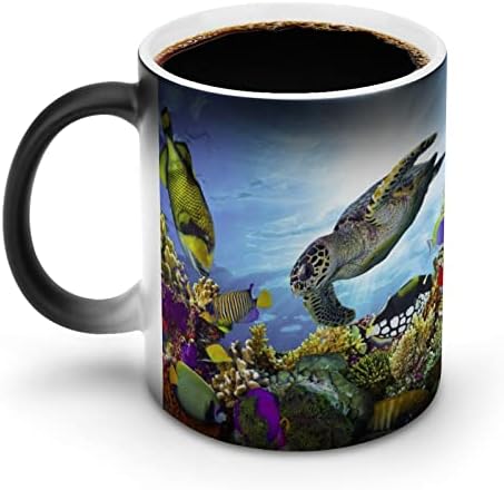 Vida selvagem Tartaruga subaquática Mudança de caneca Magic Coffee Cofler Cerâmica Cuple