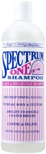 Chris Christensen Spectrum One Dog Shampoo, casaco grosso e áspero, noivo como um profissional, mantém textura nítida,