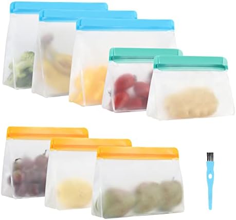 Sacos de armazenamento de alimentos reutilizáveis ​​EliFeACC, 8 bolsas de pacote de pacote BPA Free Stand up Freezer