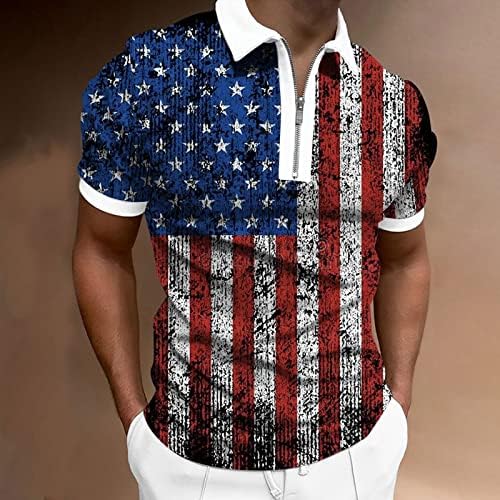 Camisas de pólo de bandeira dos EUA para homens 4 de julho camisetas patrióticas de verão Casual Casual Mangas curtas Polos de esportes de golfe
