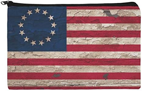 Rússica Betsy Ross 1776 American Flag American Flag Organizador de caneta zíper da bolsa