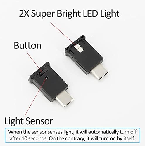 MINI USB Tipo C LED RGB Brilho ajustável 8 colorido para carro, laptop, teclado. Lâmpada noturna de atmosfera Smart