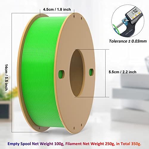 Filamento da impressora Dikale PLA+ 3D 1,75 mm sem emaranhado, peso líquido 250g Spool, 2 pacotes, no total de 0,5 kg, PLA Pro Plus,