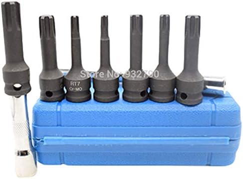 Chave de fenda 7pcs de impacto spline bit soquete 3/8 rt6 rt7 rt8 rt10 rt11 rt12 rt13 + 2pcs 3/8 barra de extensão de extensão