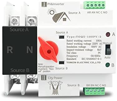 BELOF 1PCS 2P 3P 4P DIN RAIL ATS para PV e Inverter Dual Power Automatic Transfer Seletor Switches 63A 100A 125A