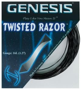 Gênesis de 40 pés Twisted Razor Tennis Racket String Conjunto, Pitch Black, 16L/1,27mm