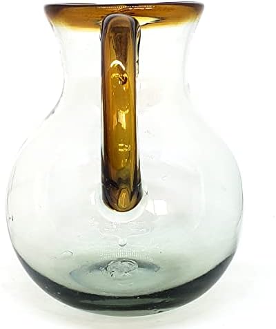 Mexhandcraft âmbar aro 120 oz grande jarro bola, vidro reciclado, sem chumbo, livre de toxinas