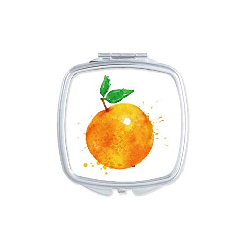 Aquarela de frutas laranja Padrão de ilustração espelho espelho portátil maquiagem de bolso compacto vidro de dupla face