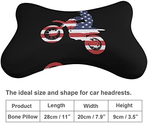 Us Flag Dirtbike Motocross Car Neck Pillow Conjunto de 2 confortável suporta de apoio de pill -pillow Pillow F -Memory para assento de carro de viagem