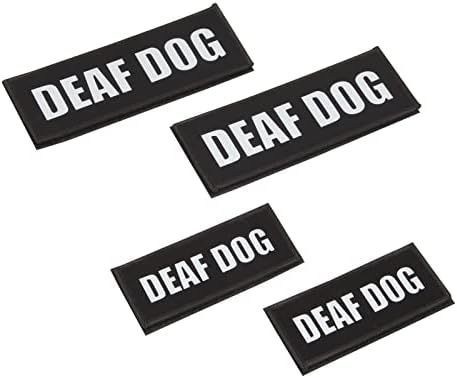4 Pacote de cães surdos de cães caninos para K9 Suporte Colete Animal e Arnês com Lettering Reflexivo e Toque em
