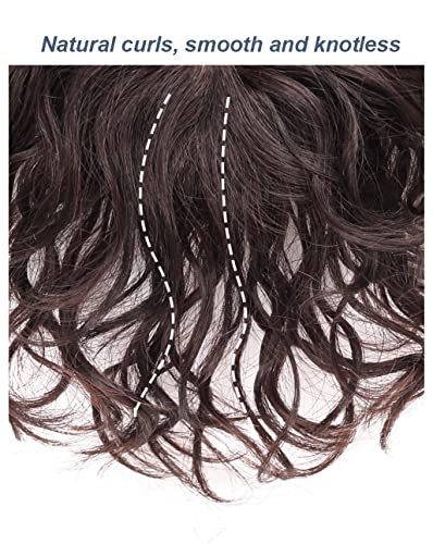 ICRAB 8 Curros curtos de cabelo humano para mulheres com rajinho Adicionar volume de cabelo, 3,54x3.94 Toupee base de base de seda
