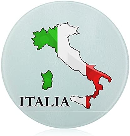 Mapa Bandeira da tábua de vidro da Itália Round Kitchen Decorative Blocks Blocks Bandeja de alimentos para homens Mulheres