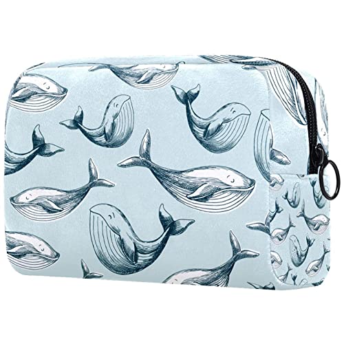Bolsa de bolsa de maquiagem pequena de margarida azul para bolsa de bola cosmética de viagens para a bolsa portátil para mulheres presentes de meninas