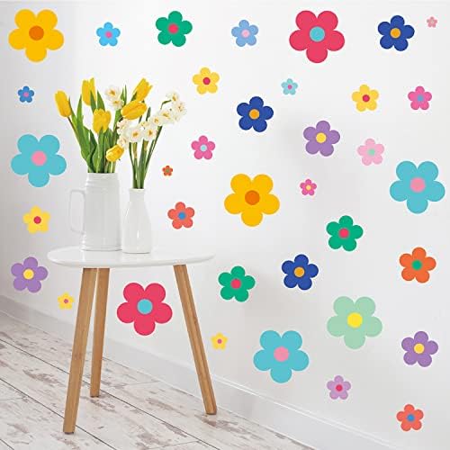 Payutou 8 folha 48pcs adesivos de parede para meninas quarto de parede floral adesivos de parede de flor decalques canto