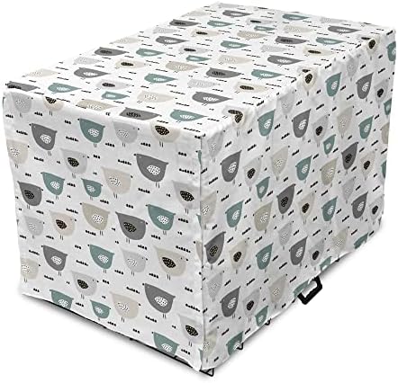 Capa de caixas de cachorro de pássaros lunaráveis, padrão com pássaros de estilo moderno em tons pastel e detalhes irregulares,