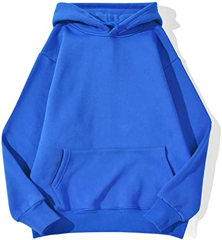 Zsdf Unisex capuz moletom casual com capuz casual sweater solto, azul, x-large