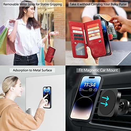 Varikke para iPhone 14 Pro Casal de carteira, iPhone 14 Pro Case Case Removável Forte Removível destacável Para homens, Capa