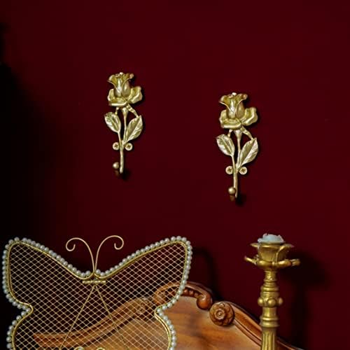 Design de repouso 2PCs Goldenos de ouro 3D Estilo ornamentado de flor de rosa de rosa para decoração de parede da sala, chapéu de casaco CANHEIRO PENLIDADE DE ENTRADA DE ENTRADA DE GANHOS PESADE