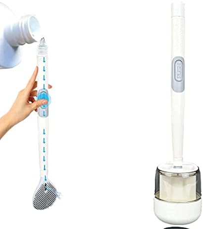 Escova de sabão Dispensador de vaso sanitário, pincel de silicone de alça longa com líquido tipo de língua hidráulica,