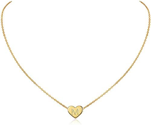Colar de coração inicial do Momol, 18K Gold Bated Aço inoxidável pequeno Colar pingente de coração pingente de colar personalizado